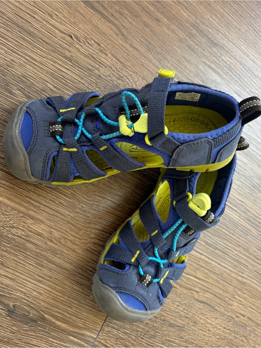 KEEN Kids Navy with Lime shoes